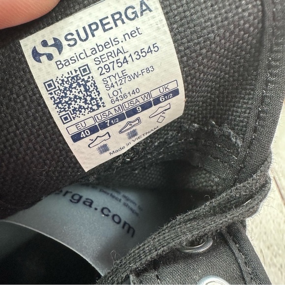 NWT superga 2708 black white platform high top sz 9 streetwear classic womens - Picture 7 of 10